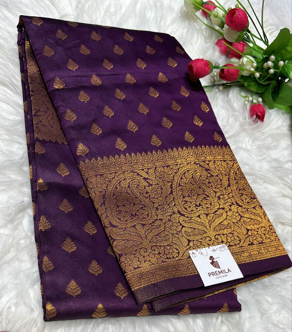 Wine Color Art Silk Saree with Gold Butta