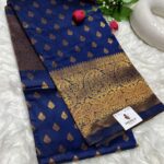 Dark Blue Colour Art Silk Saree with Gold Butta