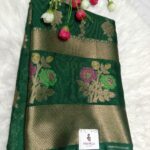 Dark Green Tissue Organza Banarasi Silk Saree