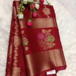 Maroon Tissue Organza Banarasi Silk Saree