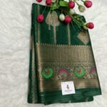 Bottle Green Tissue Organza Banarasi Silk Saree