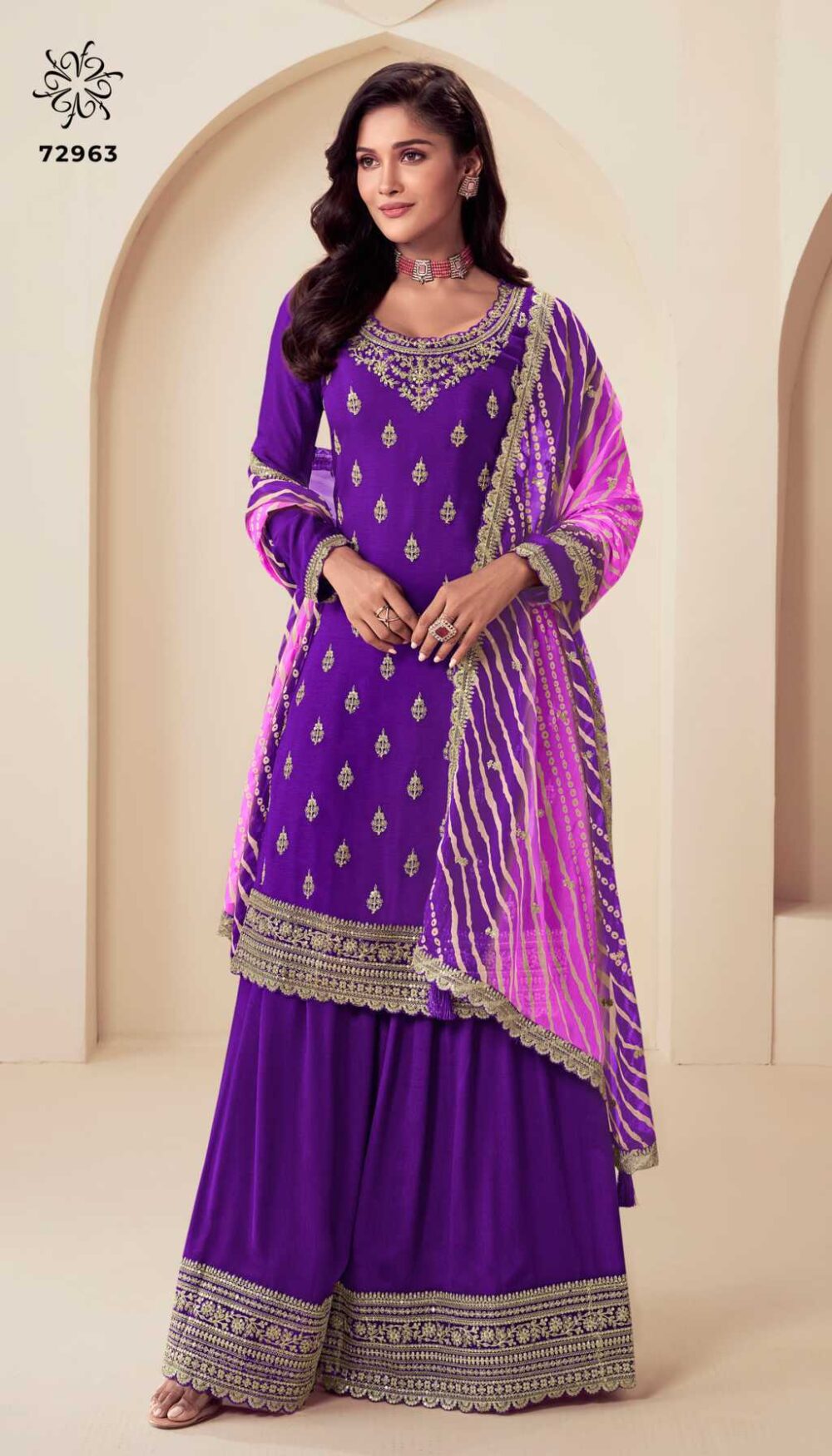 Heavy Embroidery Partywear Semi-Stitched Salwar Suit